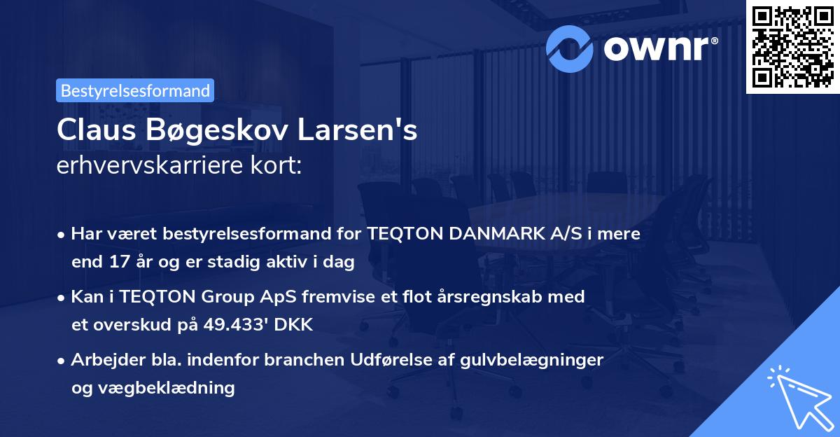 Claus Bøgeskov Larsen's erhvervskarriere kort