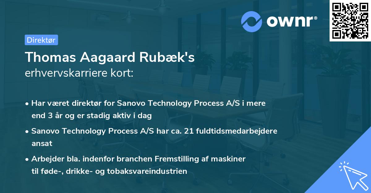 Thomas Aagaard Rubæk's erhvervskarriere kort