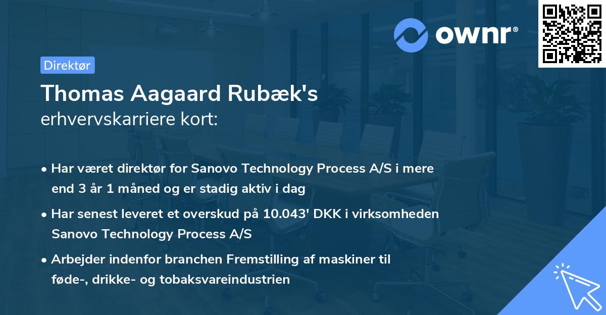 Thomas Aagaard Rubæk's erhvervskarriere kort