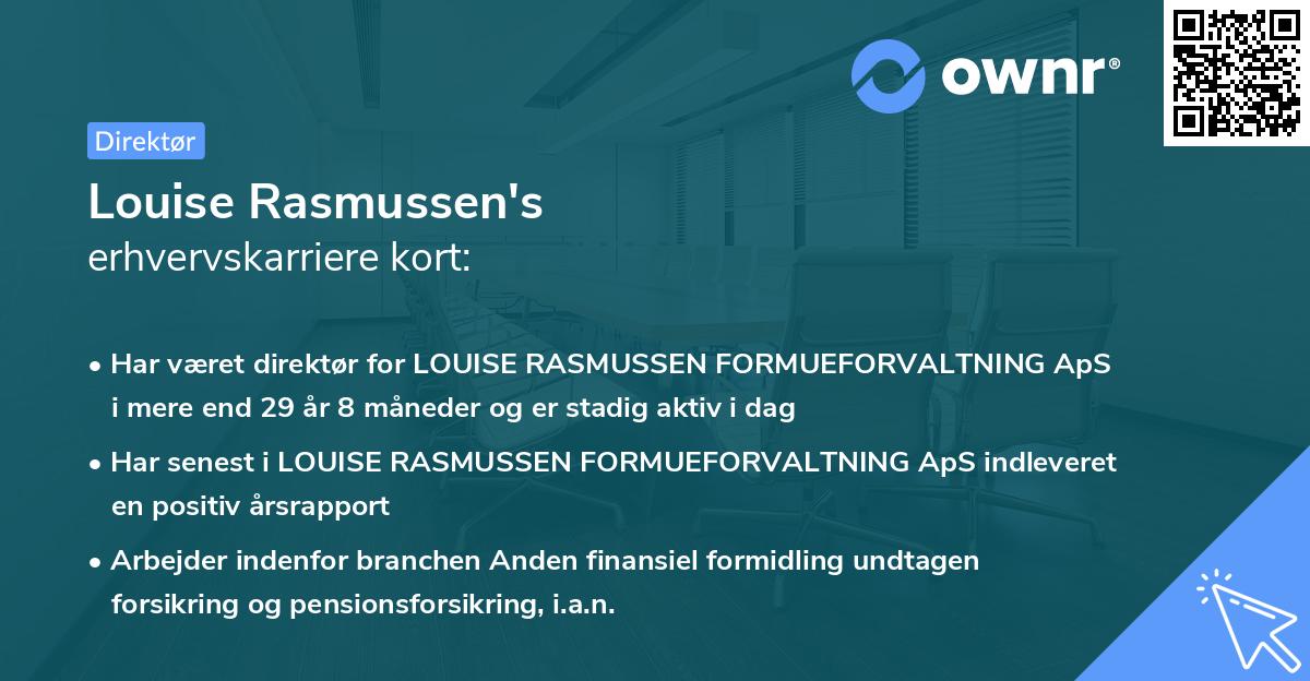 Louise Rasmussen's erhvervskarriere kort