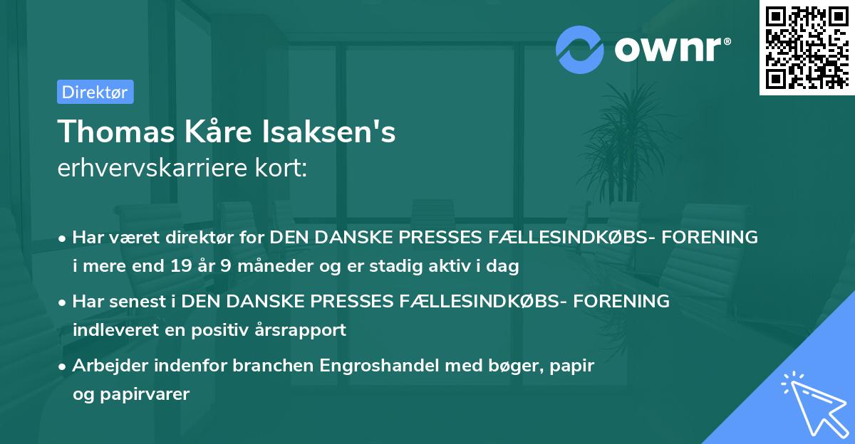 Thomas Kåre Isaksen's erhvervskarriere kort