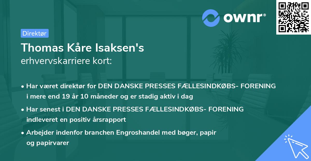 Thomas Kåre Isaksen's erhvervskarriere kort
