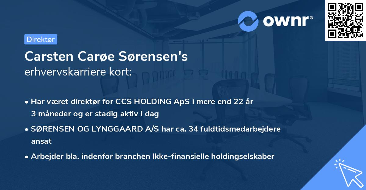 Carsten Carøe Sørensen's erhvervskarriere kort