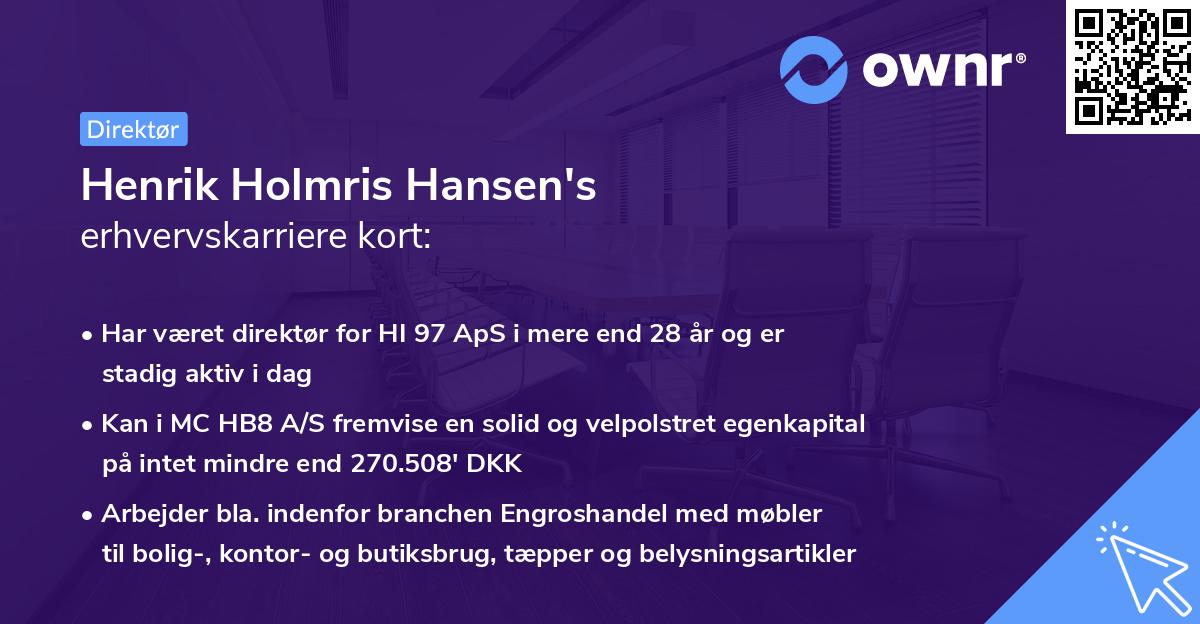 Henrik Holmris Hansen's erhvervskarriere kort