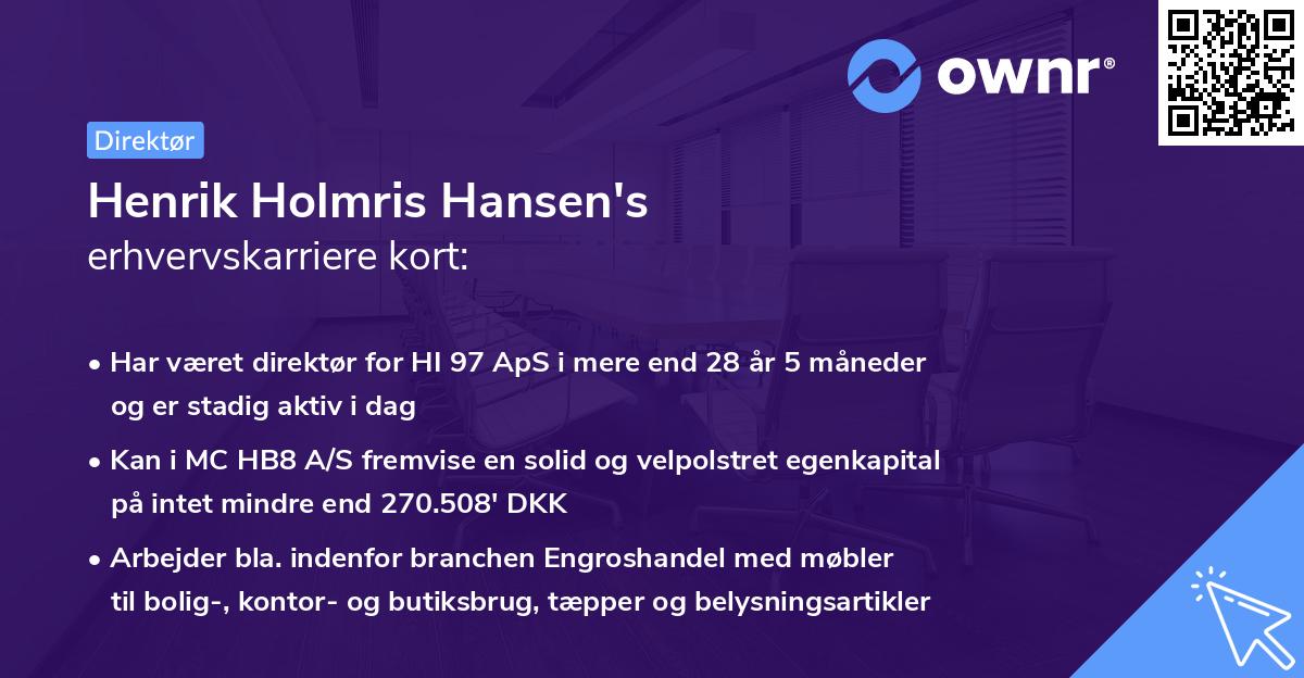 Henrik Holmris Hansen's erhvervskarriere kort