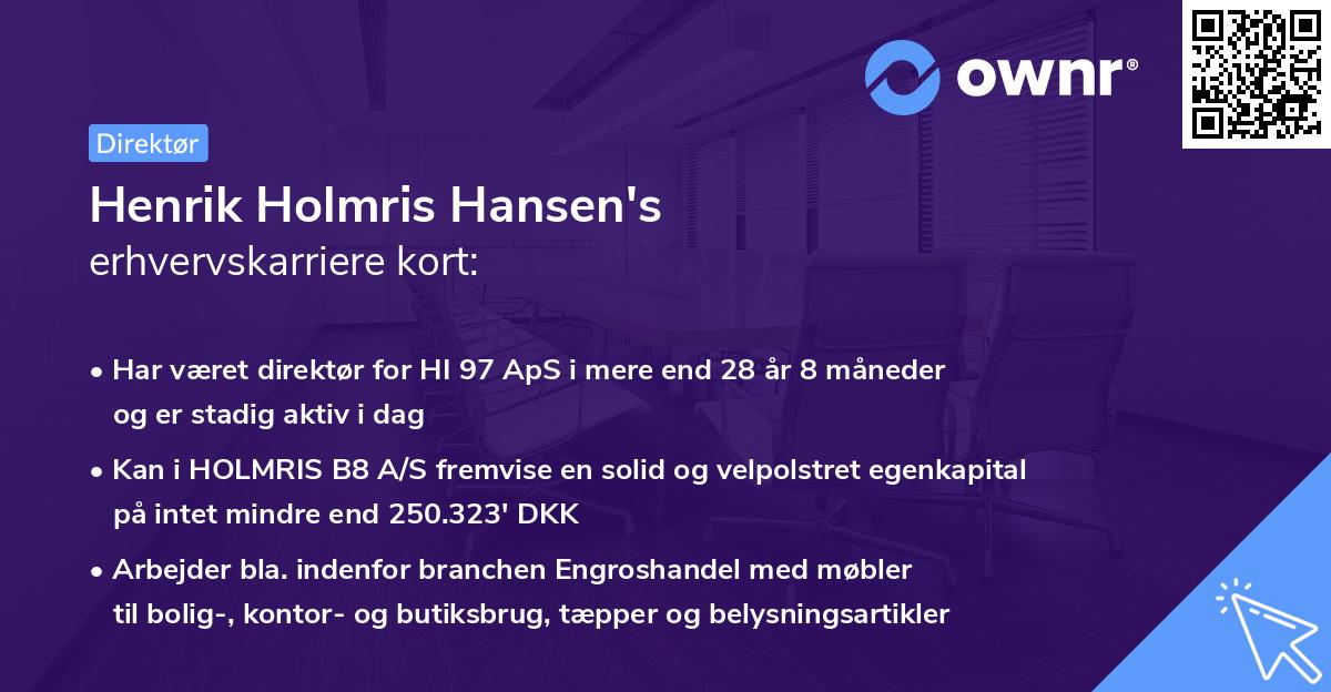 Henrik Holmris Hansen's erhvervskarriere kort