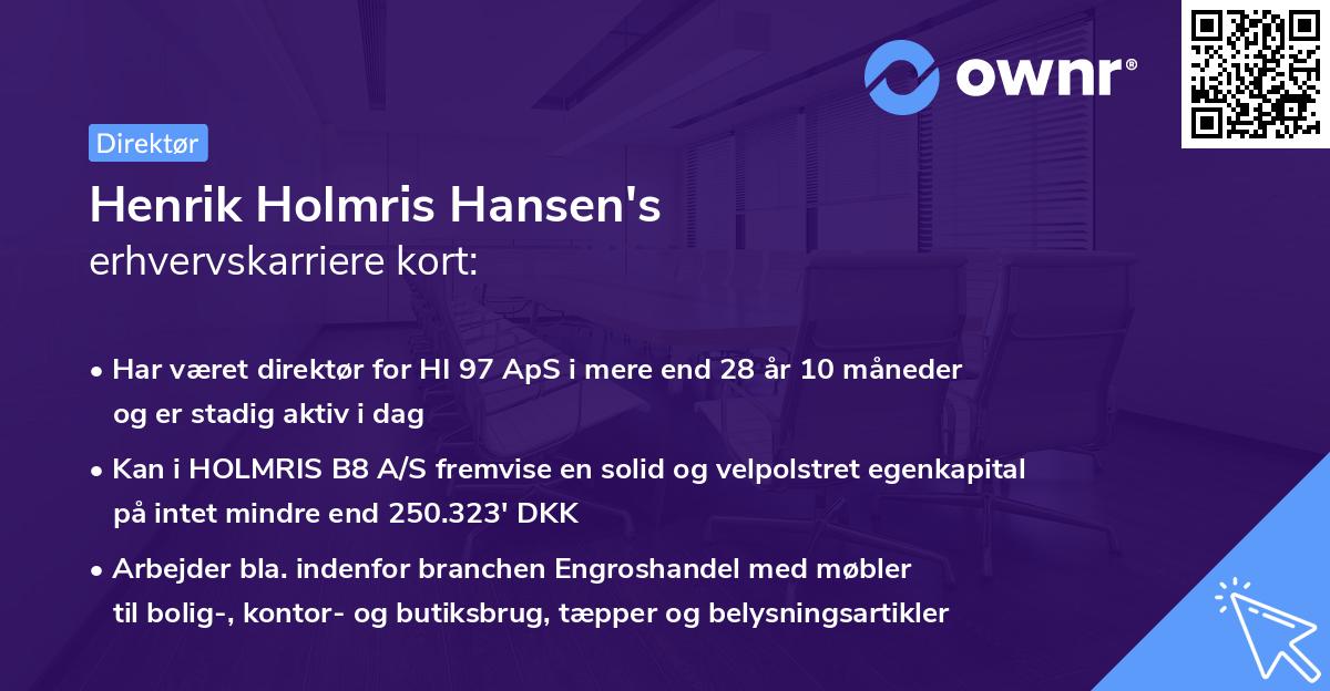 Henrik Holmris Hansen's erhvervskarriere kort