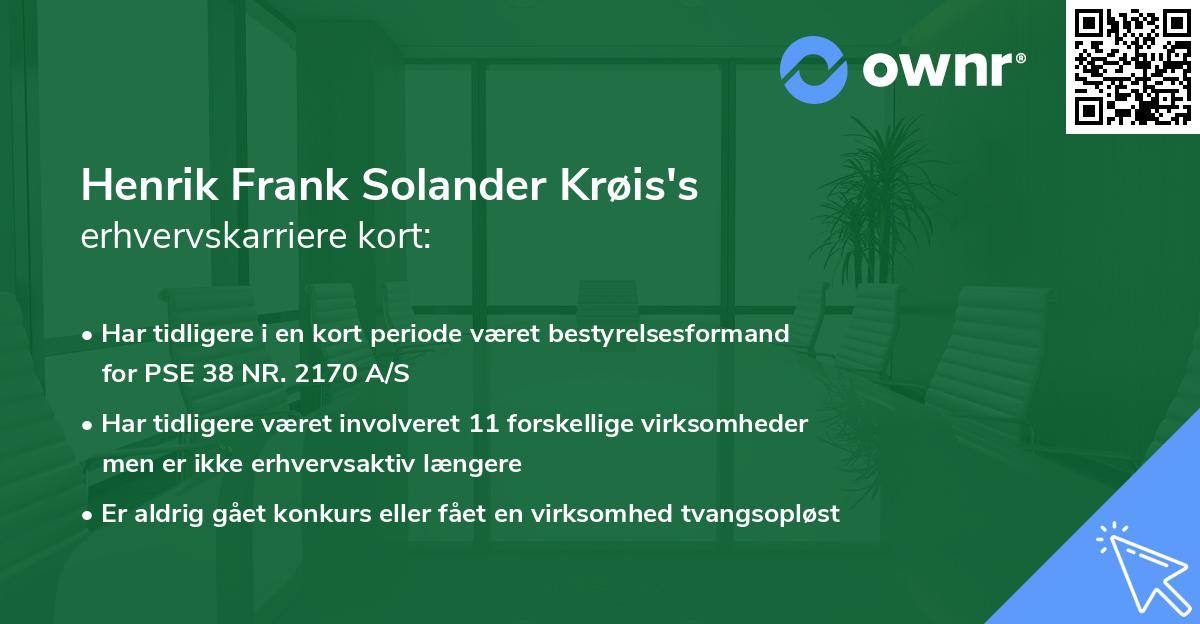 Henrik Frank Solander Krøis's erhvervskarriere kort