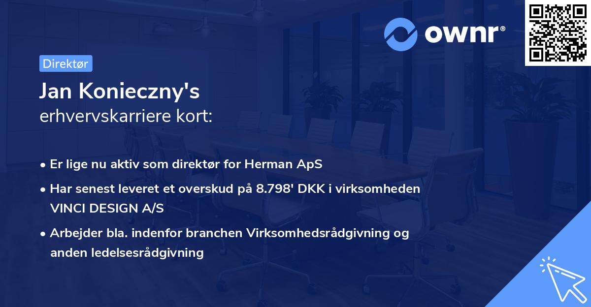 Jan Konieczny's erhvervskarriere kort
