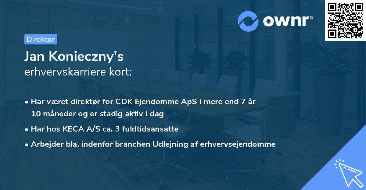 Jan Konieczny's erhvervskarriere kort
