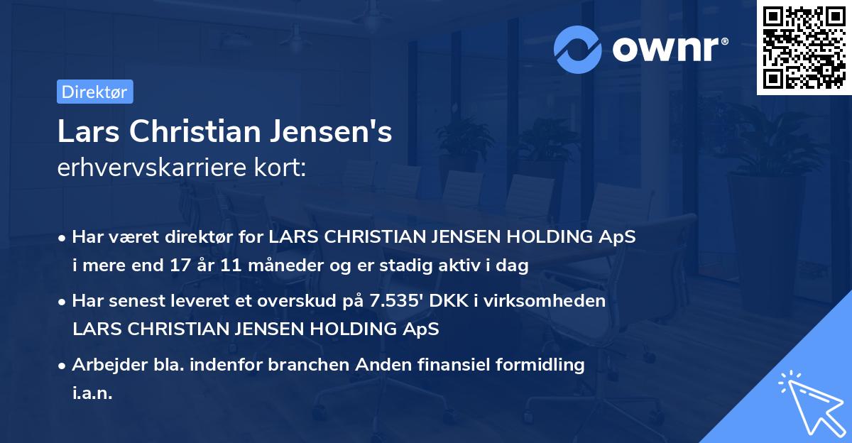 Lars Christian Jensen's erhvervskarriere kort