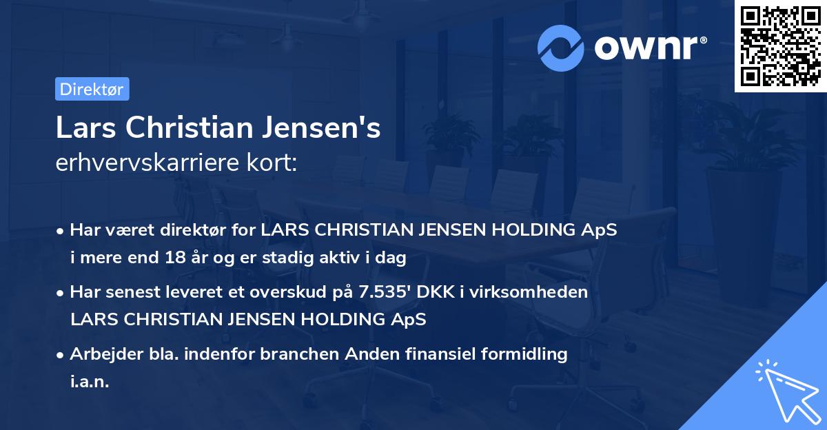 Lars Christian Jensen's erhvervskarriere kort