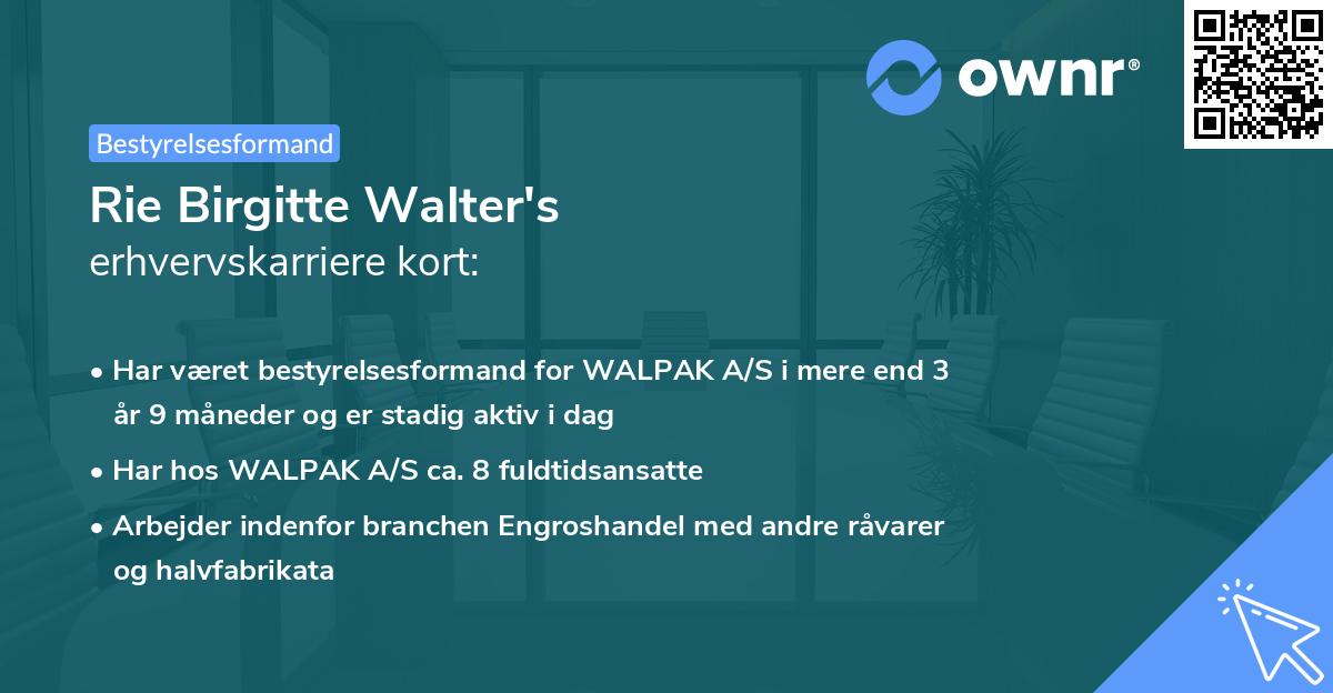 Rie Birgitte Walter's erhvervskarriere kort
