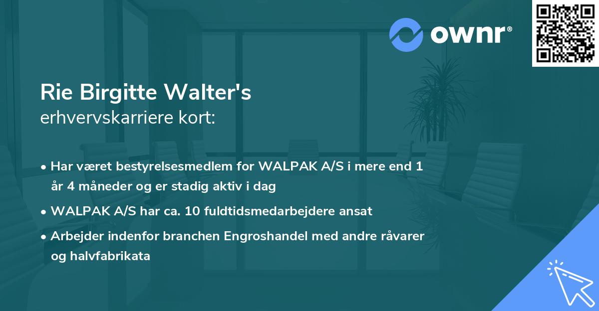 Rie Birgitte Walter's erhvervskarriere kort