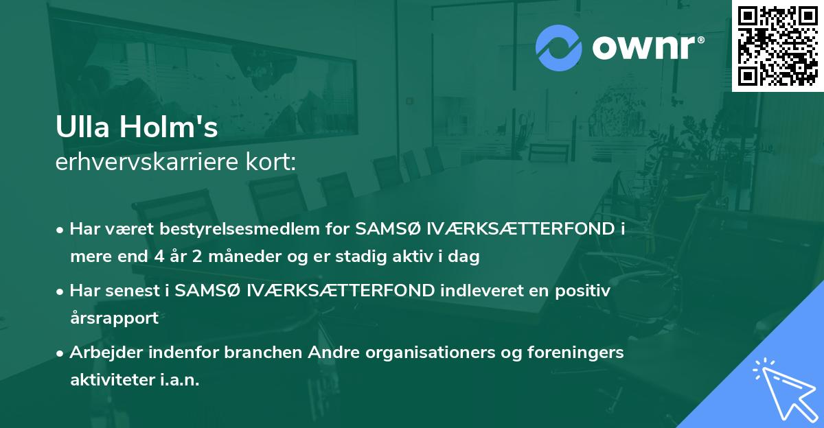 Ulla Holm's erhvervskarriere kort