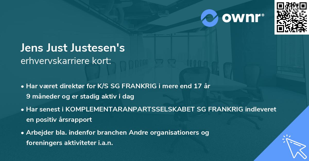 Jens Just Justesen's erhvervskarriere kort