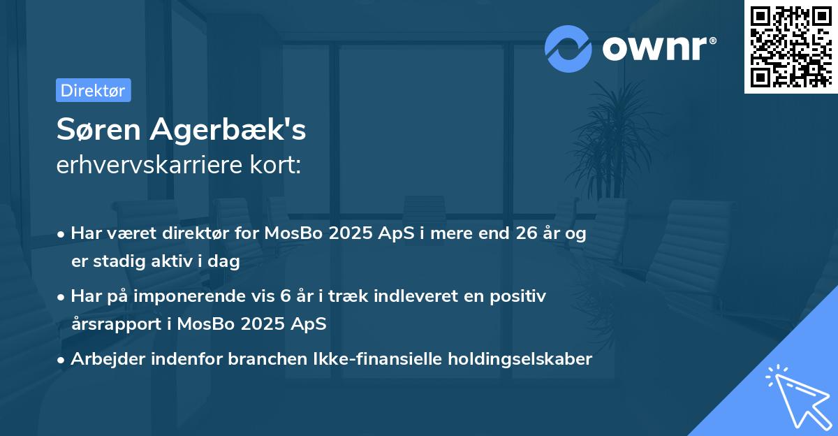 Søren Agerbæk's erhvervskarriere kort