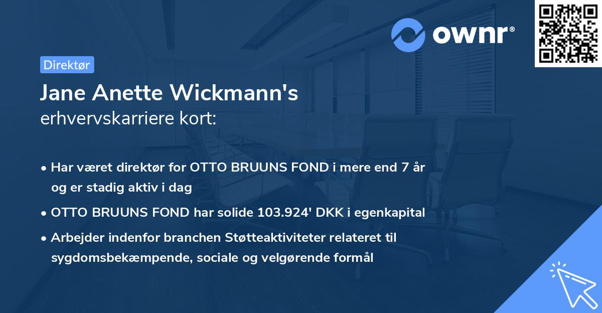 Jane Anette Wickmann's erhvervskarriere kort