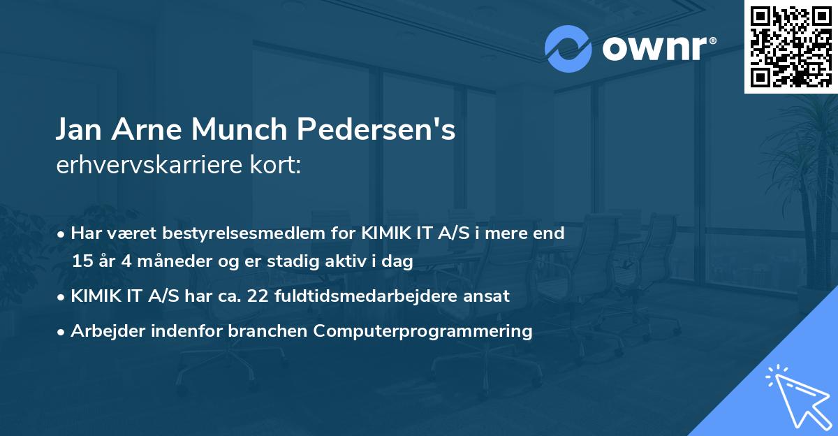 Jan Arne Munch Pedersen's erhvervskarriere kort