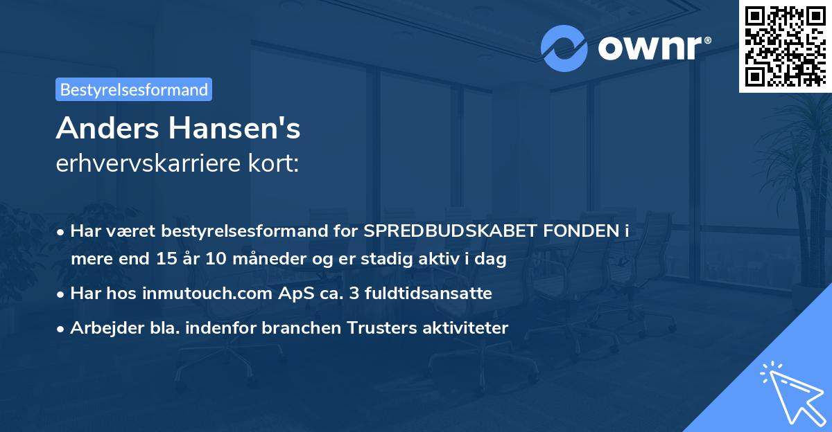 Anders Hansen's erhvervskarriere kort
