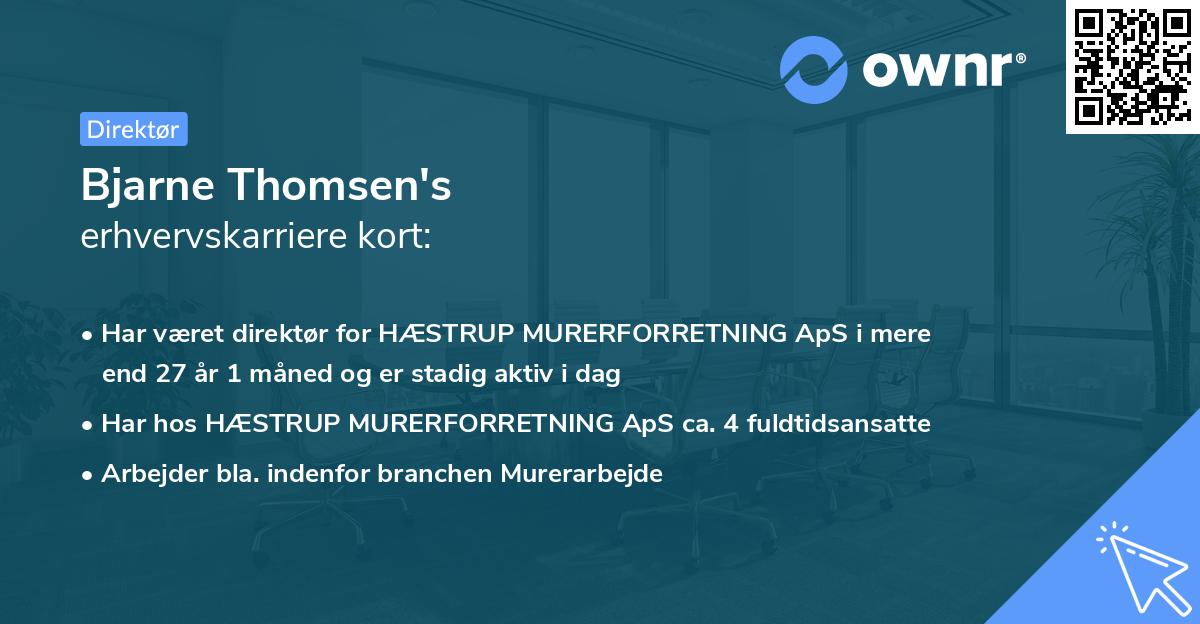 Bjarne Thomsen's erhvervskarriere kort
