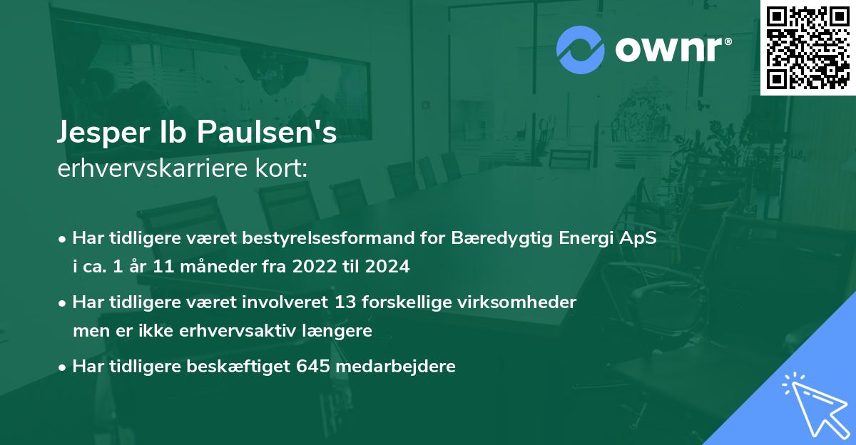 Jesper Ib Paulsen's erhvervskarriere kort