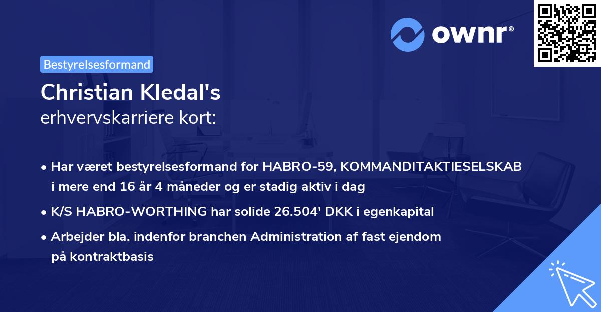 Christian Kledal's erhvervskarriere kort