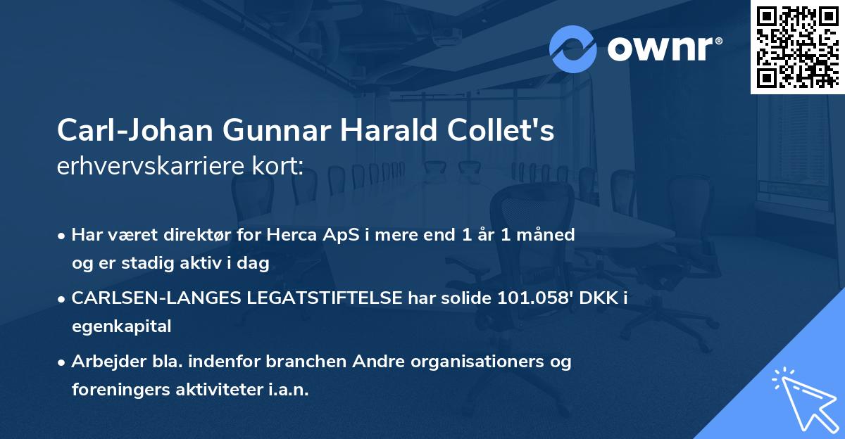 Carl-Johan Gunnar Harald Collet's erhvervskarriere kort
