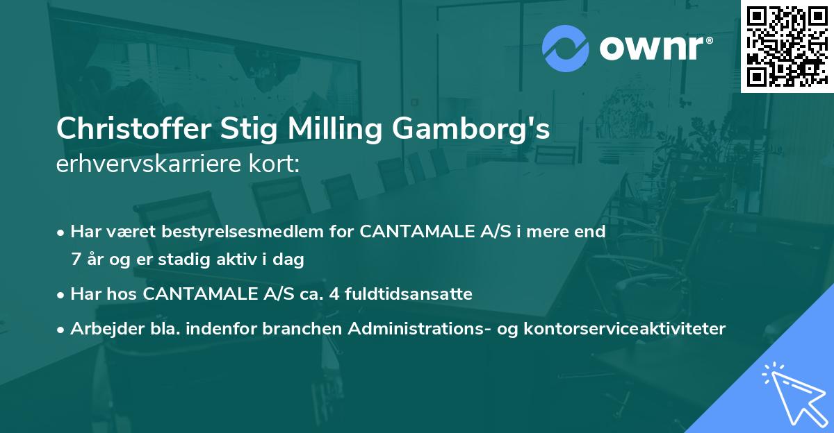Christoffer Stig Milling Gamborg's erhvervskarriere kort