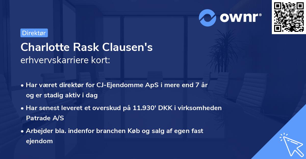 Charlotte Rask Clausen's erhvervskarriere kort