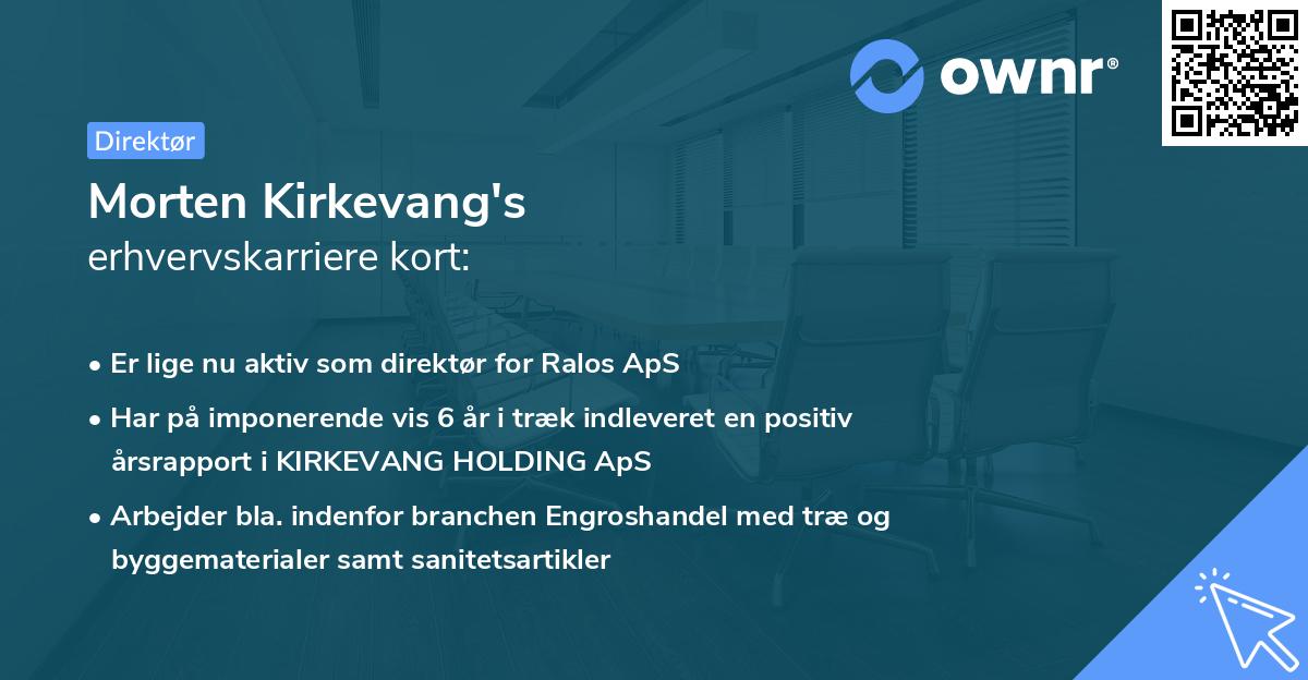 Morten Kirkevang's erhvervskarriere kort
