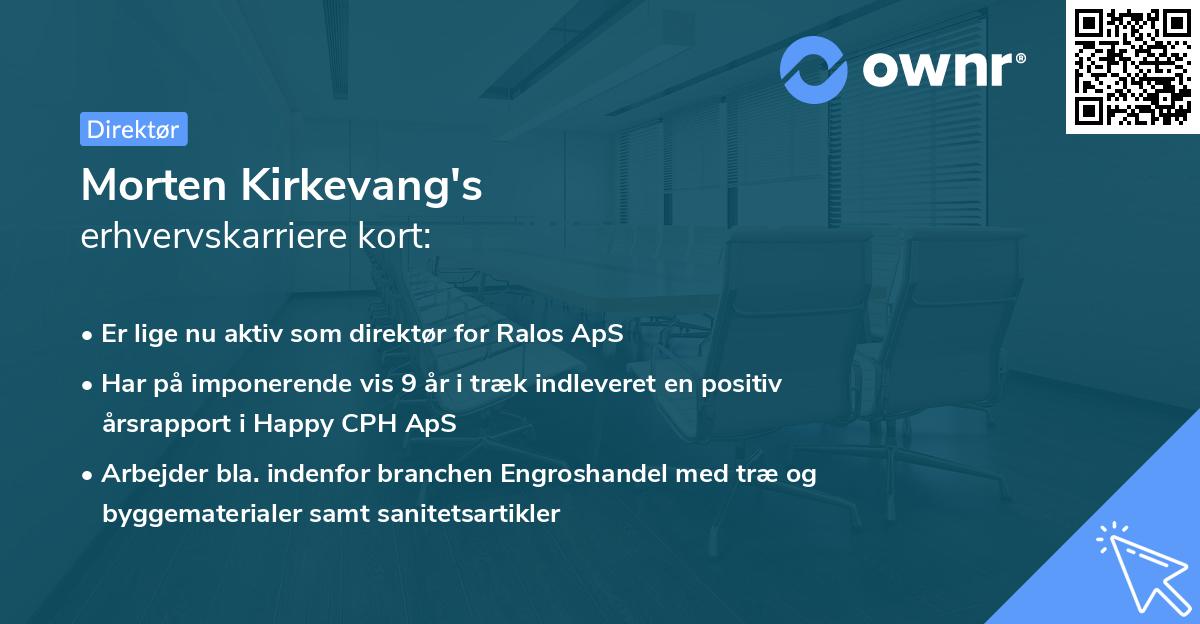 Morten Kirkevang's erhvervskarriere kort