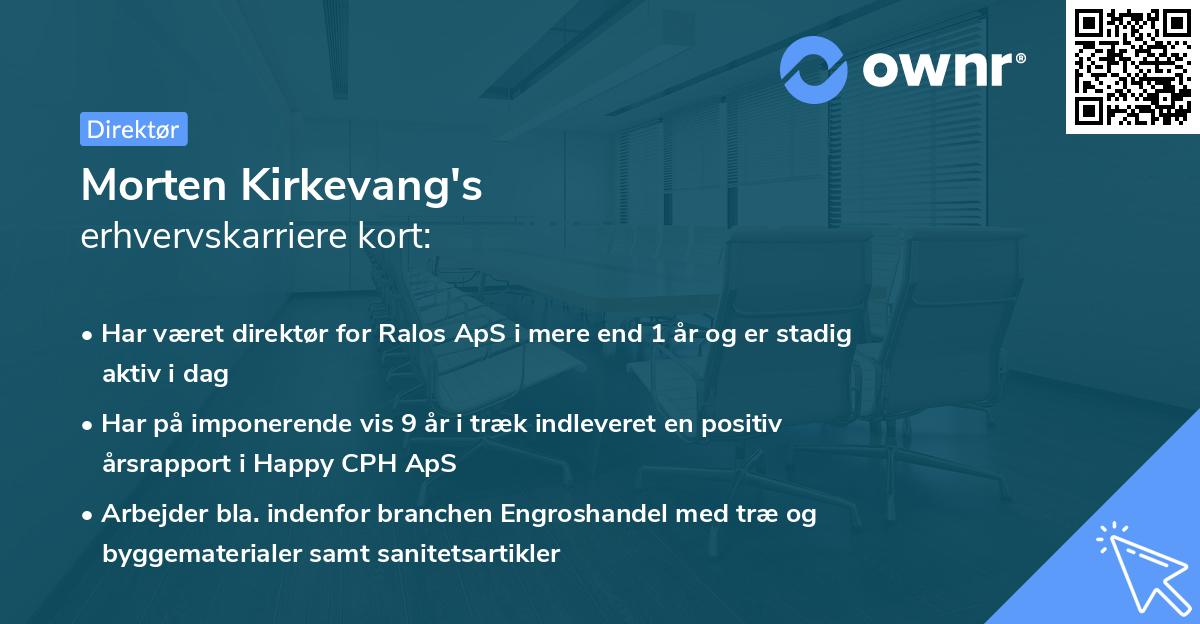 Morten Kirkevang's erhvervskarriere kort