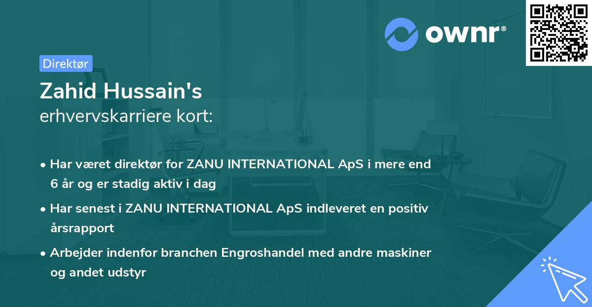 Zahid Hussain's erhvervskarriere kort