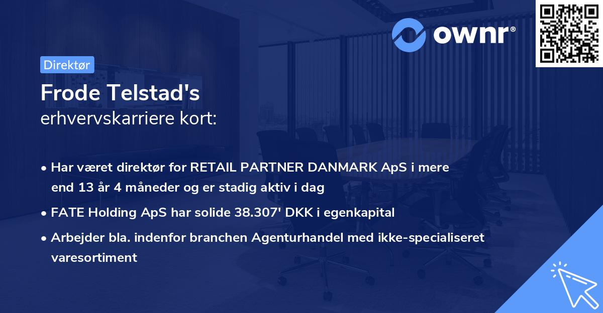 Frode Telstad's erhvervskarriere kort