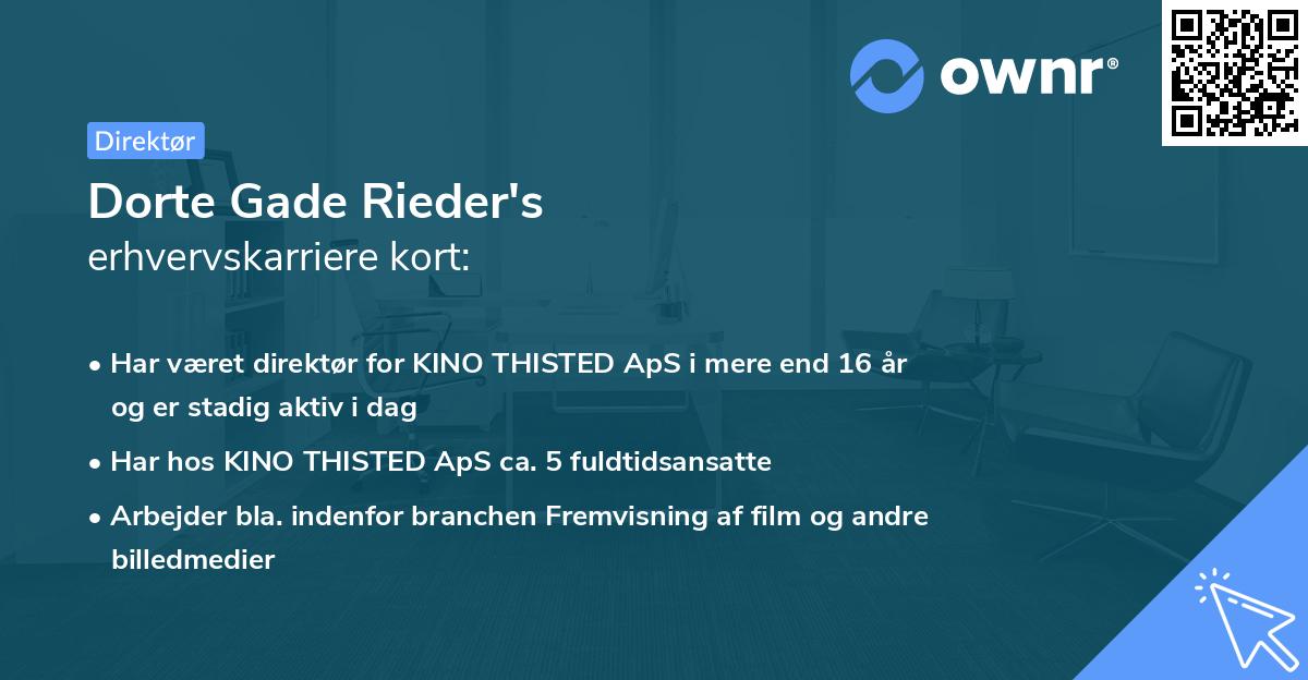 Dorte Gade Rieder's erhvervskarriere kort