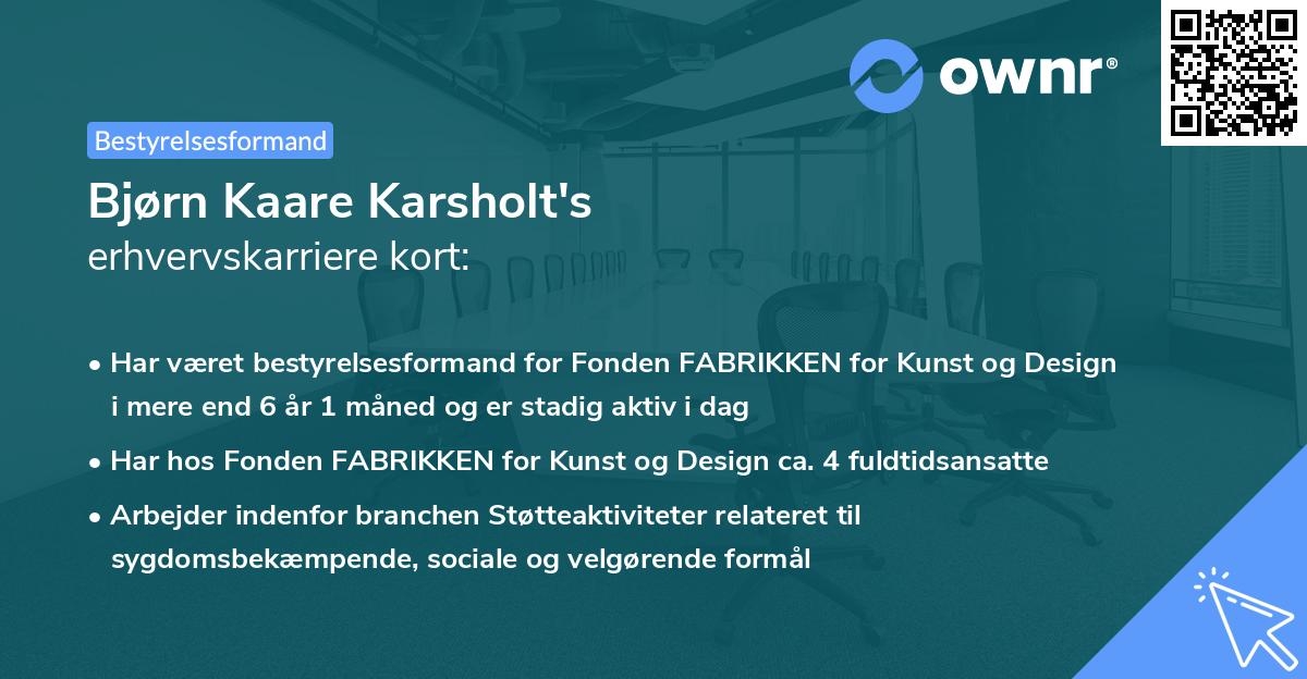 Bjørn Kaare Karsholt's erhvervskarriere kort