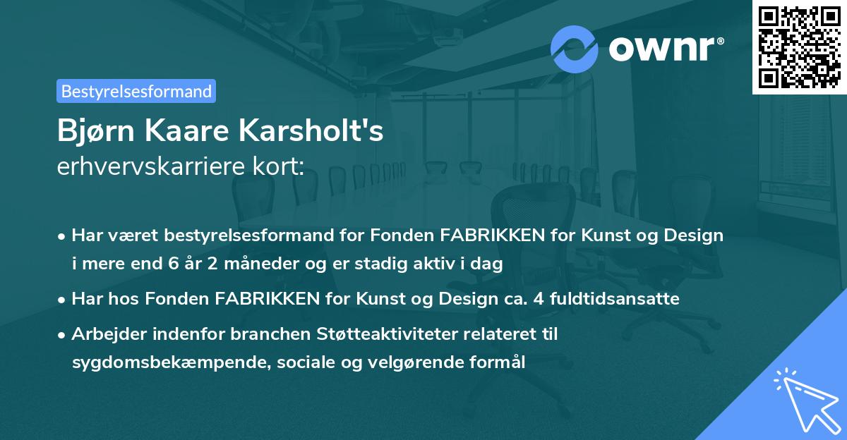 Bjørn Kaare Karsholt's erhvervskarriere kort