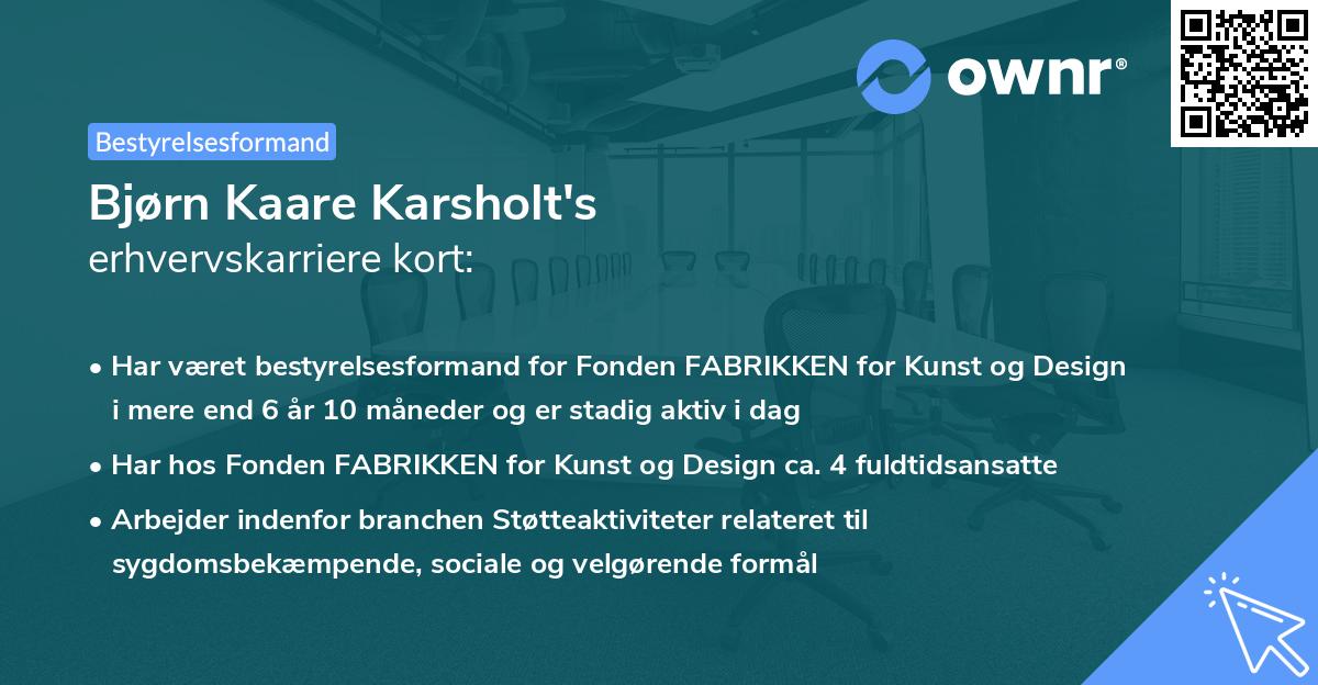 Bjørn Kaare Karsholt's erhvervskarriere kort