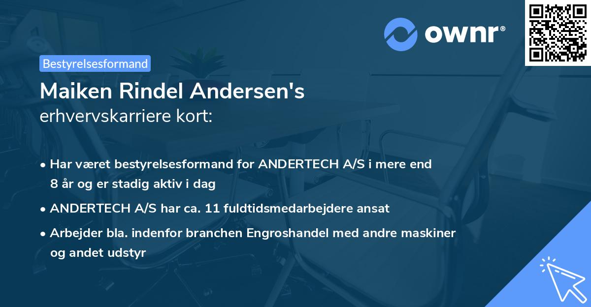 Maiken Rindel Andersen's erhvervskarriere kort