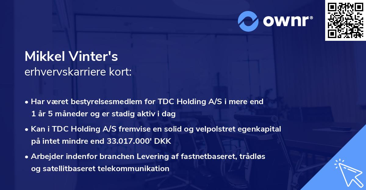 Mikkel Vinter's erhvervskarriere kort