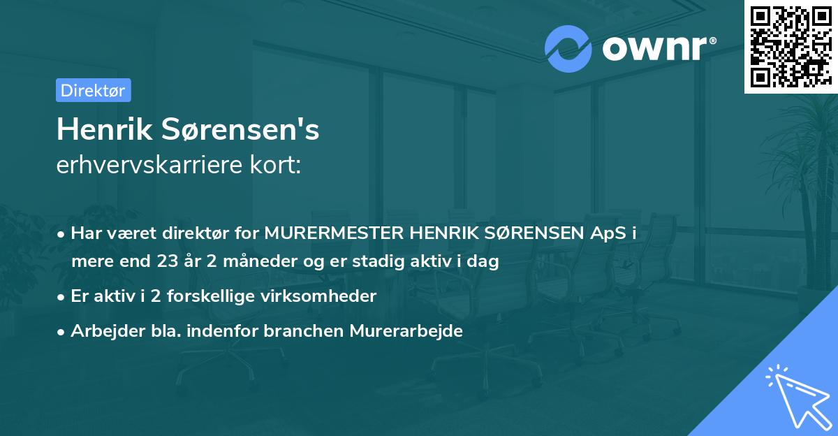 Henrik Sørensen's erhvervskarriere kort