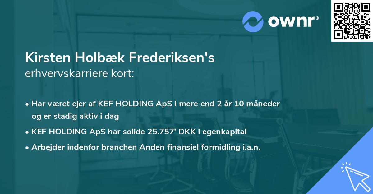 Kirsten Holbæk Frederiksen's erhvervskarriere kort