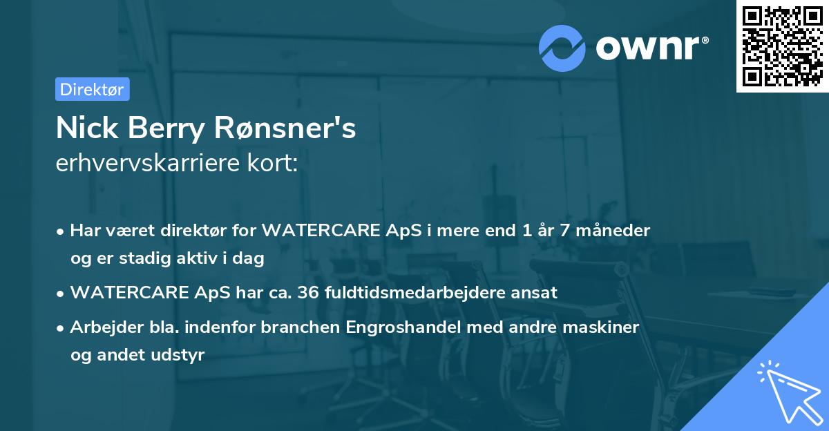 Nick Berry Rønsner's erhvervskarriere kort