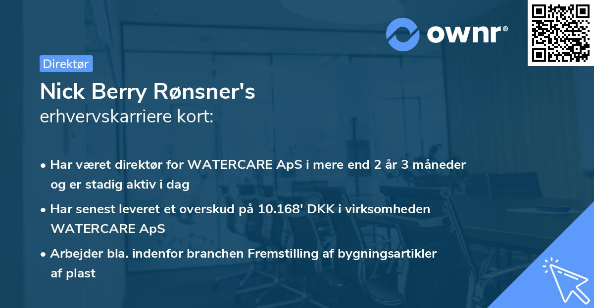Nick Berry Rønsner's erhvervskarriere kort