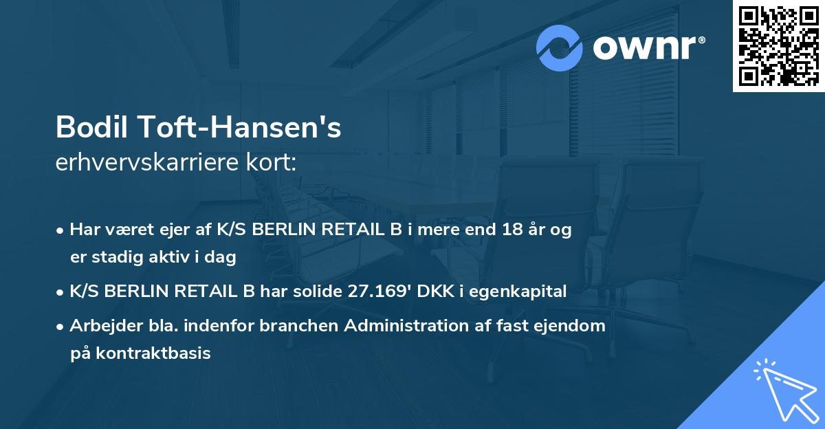 Bodil Toft-Hansen's erhvervskarriere kort