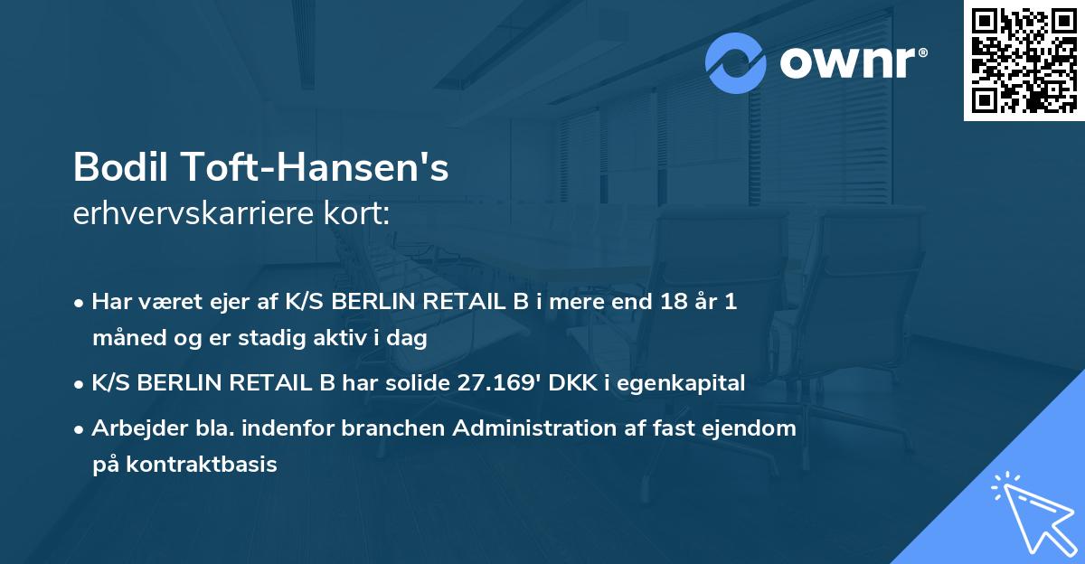 Bodil Toft-Hansen's erhvervskarriere kort