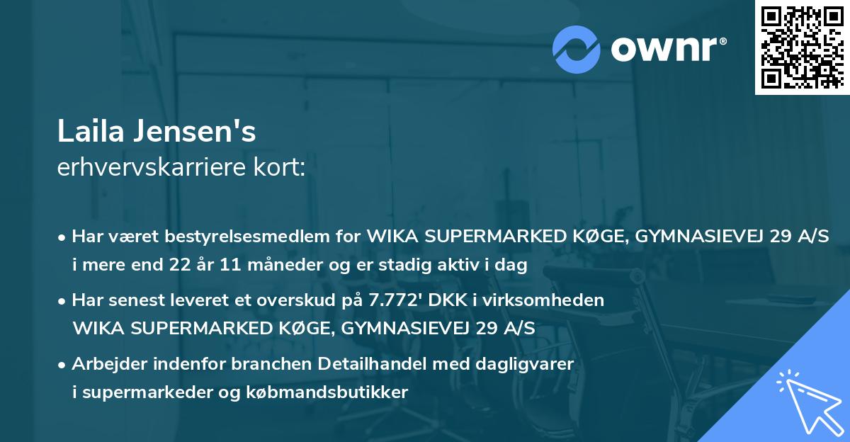 Laila Jensen's erhvervskarriere kort