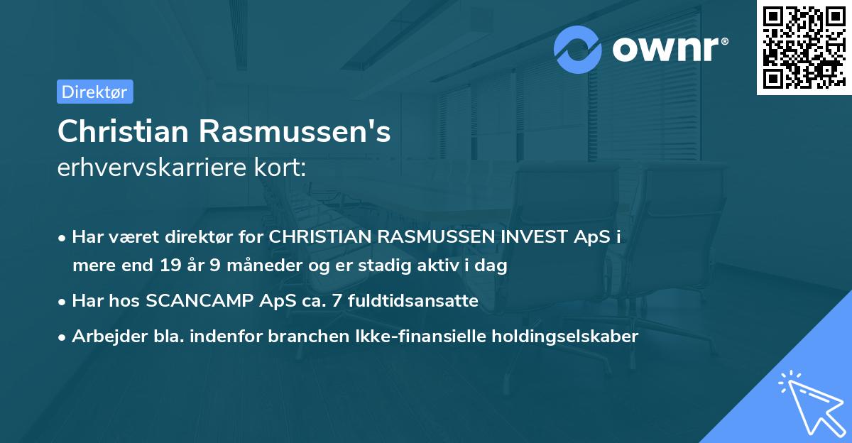 Christian Rasmussen's erhvervskarriere kort