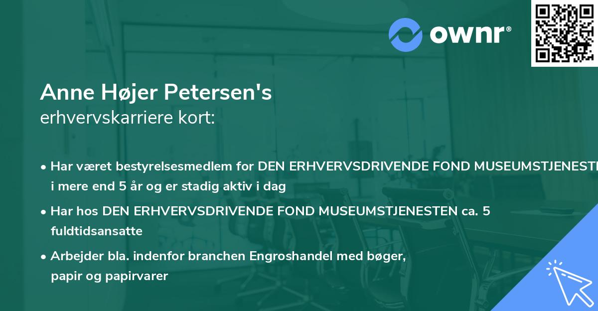 Anne Højer Petersen's erhvervskarriere kort